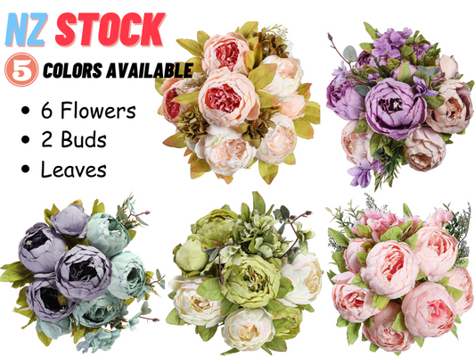 Artificial Peony Silk Flowers Purple