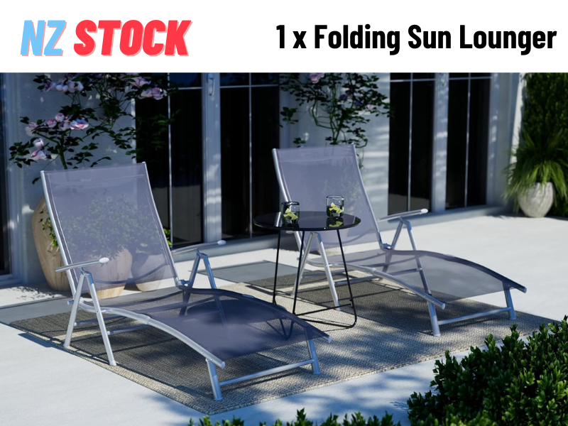 Outdoor Lounger Aluminum Alloy Lounger Black