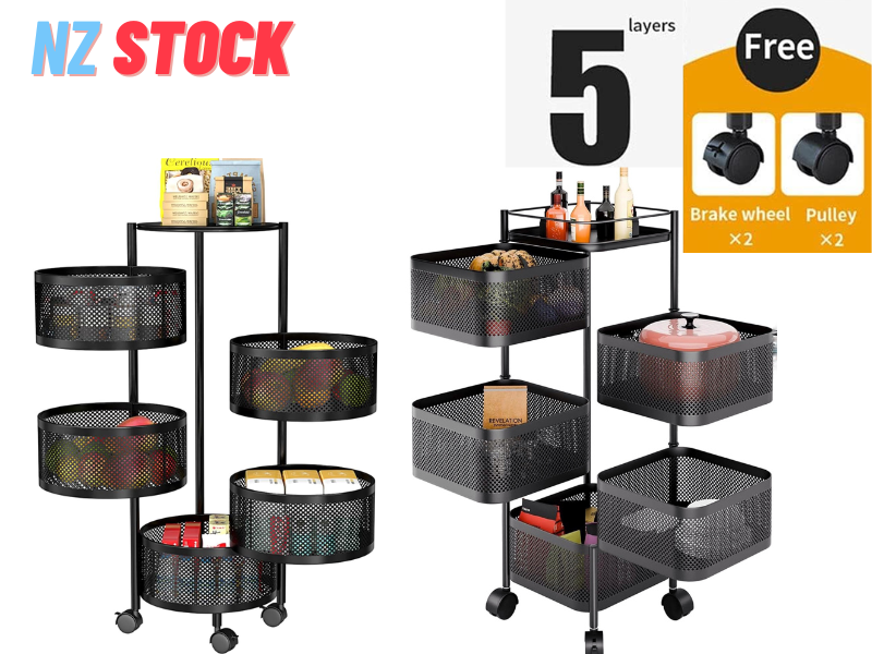 5 Tier Square Metal Kitchen Storage Shelf