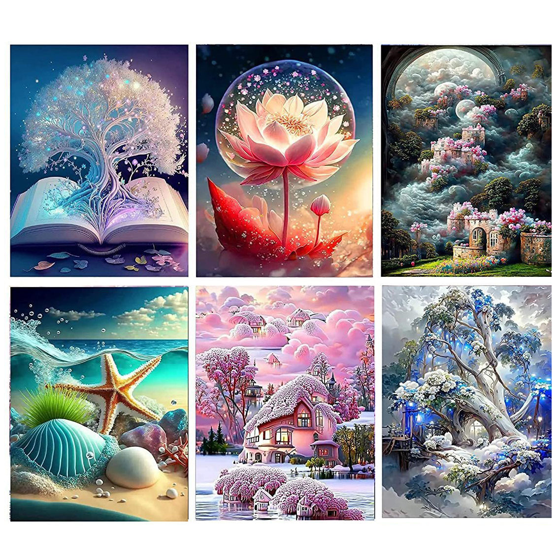 DIY Artificial Diamond Art Painting 6 Paint Set - A