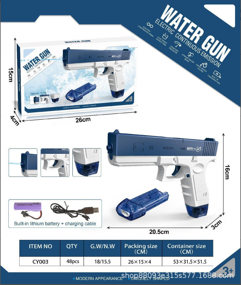 Electric Water Gun - Rechargeable Automatic Spray Gun for Kids and Adults (Blue)