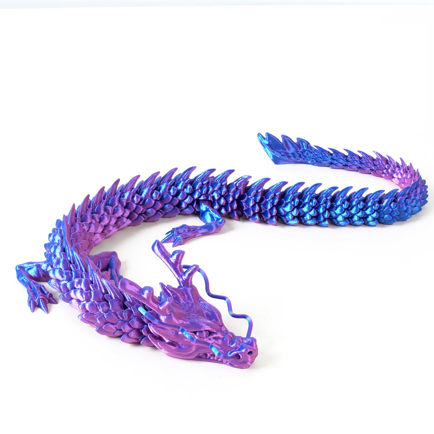 3D Printed Dragon Figurine Articulated Model Toy Puple Black