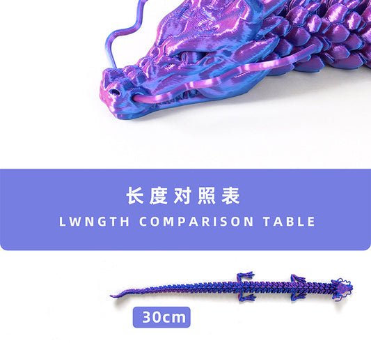 3D Printed Dragon Figurine Articulated Model Toy Puple Black