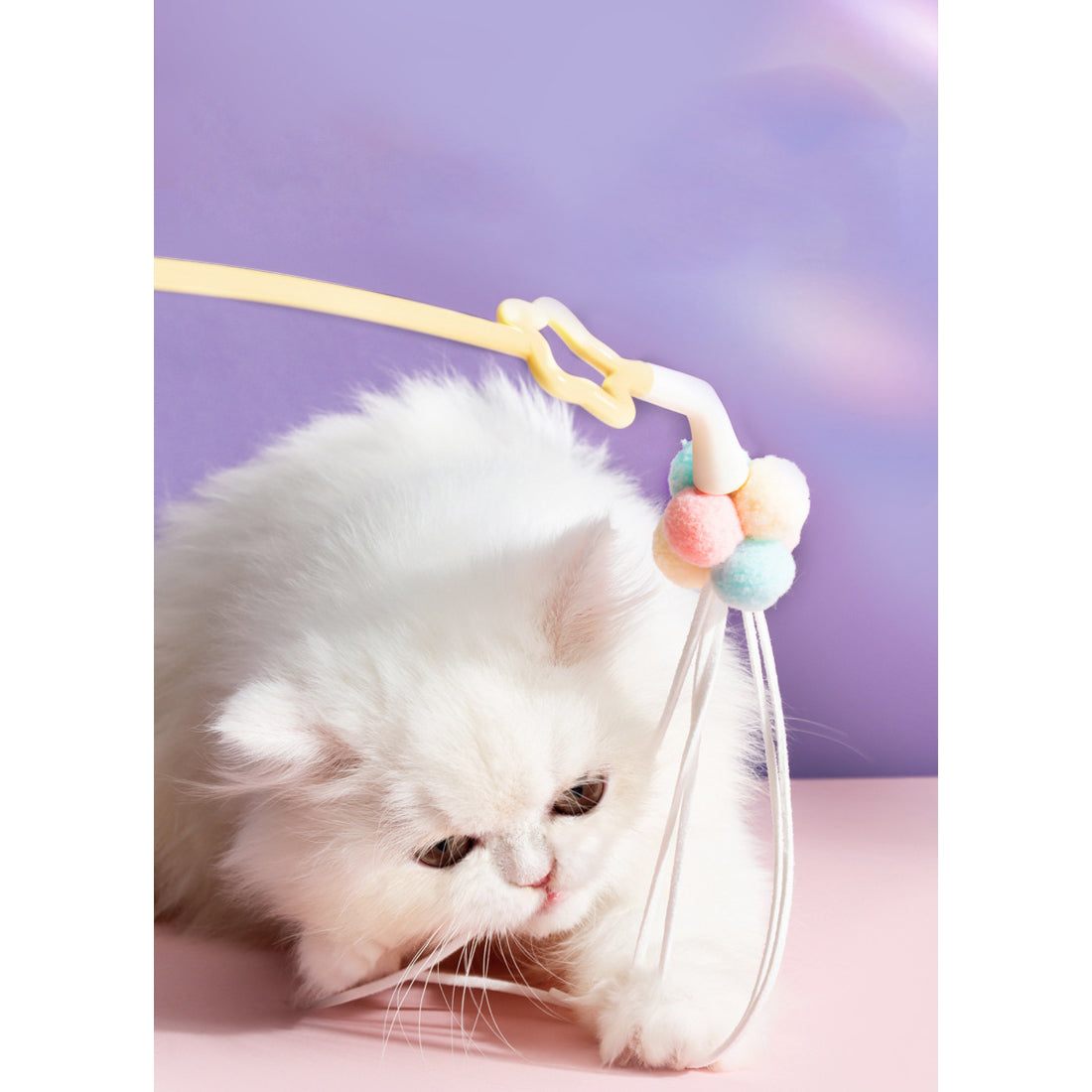 Pet Wand Toy Cartoon Type Cat Teaser Stick Pet 3 in 1 Cat Teaser Purple