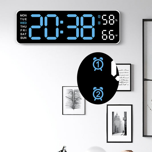 Adjustment Brightness LED Digital Wall Clock With Temperature Display