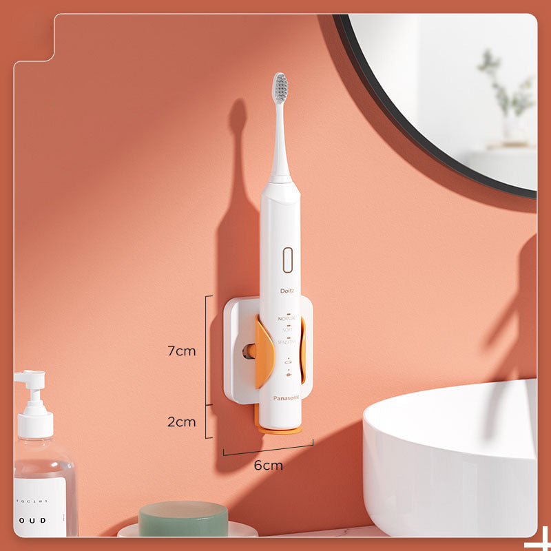 2 Pack Electric Toothbrush Hanger Punch-Free Wall-Mounted Toothbrush Rack White Orange