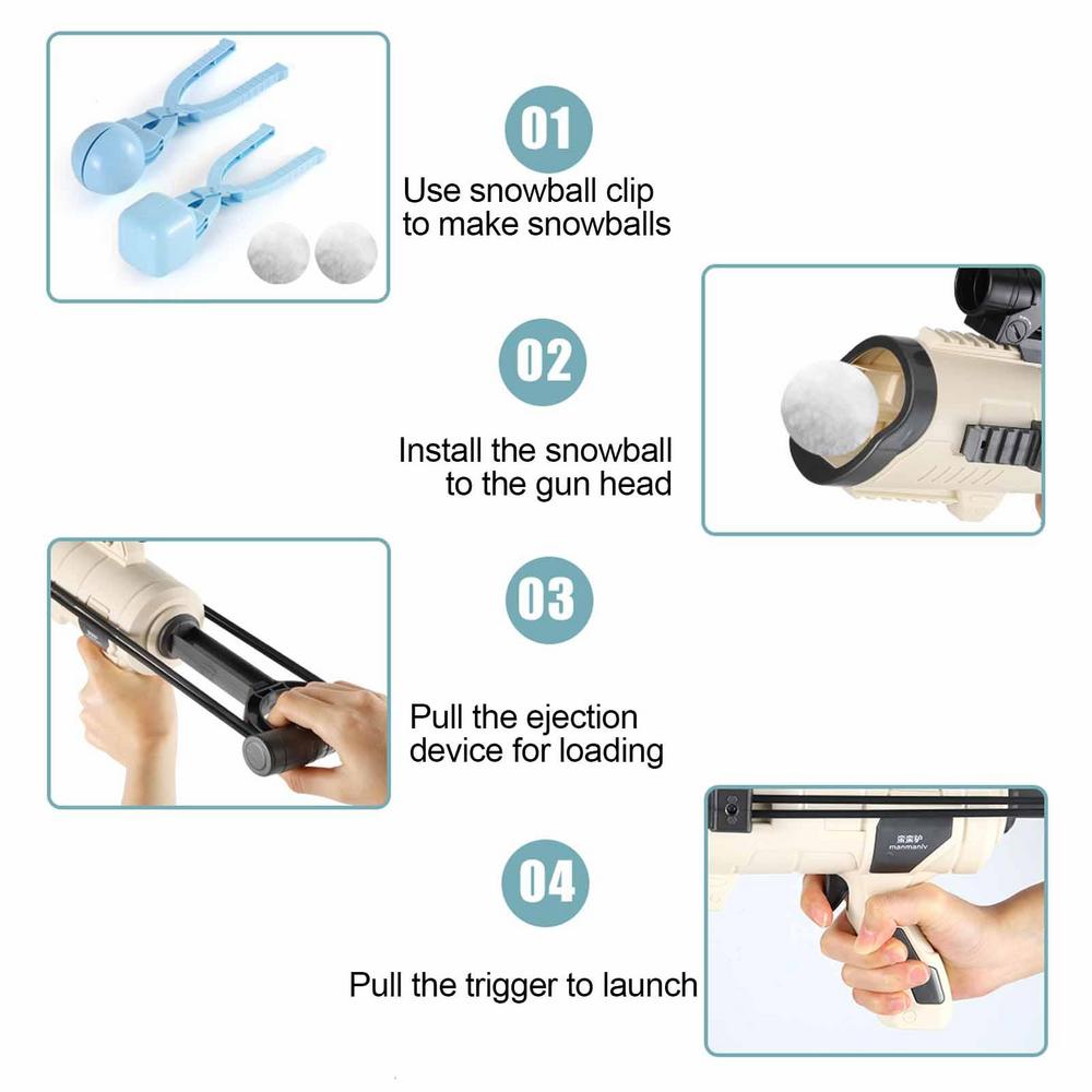 Snow Toys for Kids Outdoor, 3 PCS Snowball Maker Kit, Snowball Blaster Gun Launcher