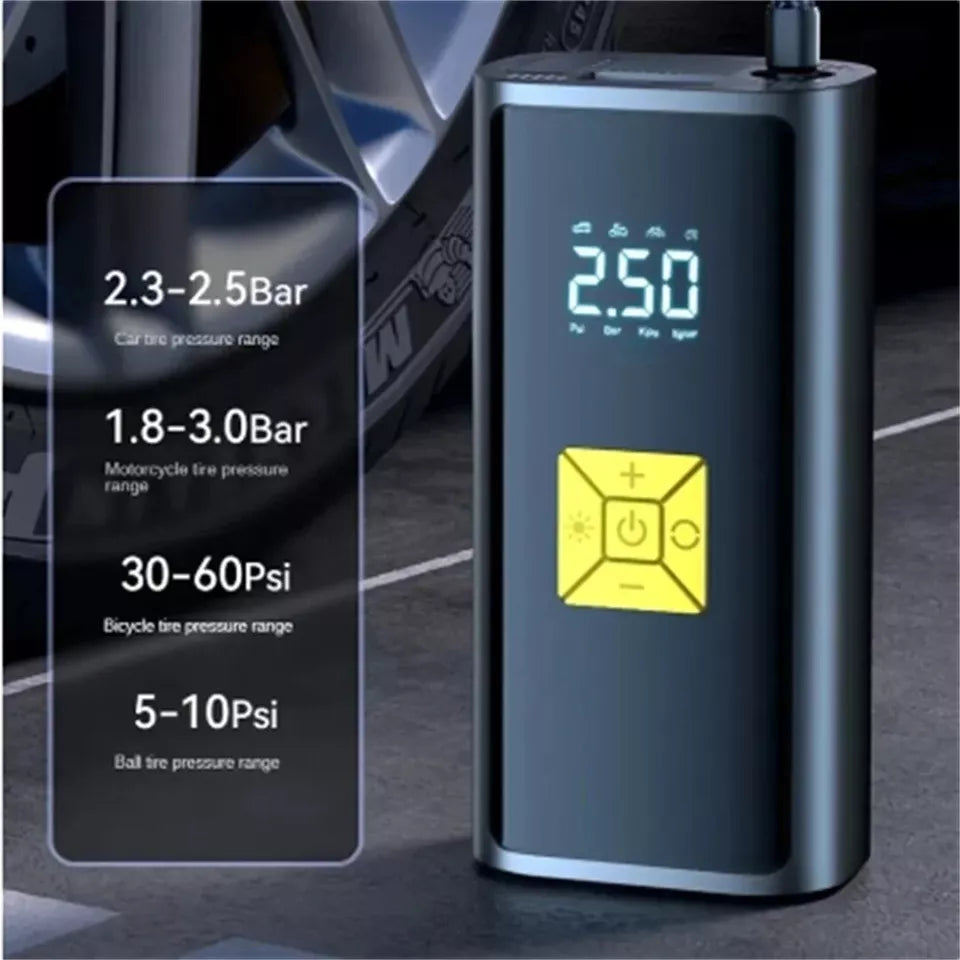 Portable Air Compressor – 150PSI Digital Tire Inflator with LED Light & Pressure Gauge