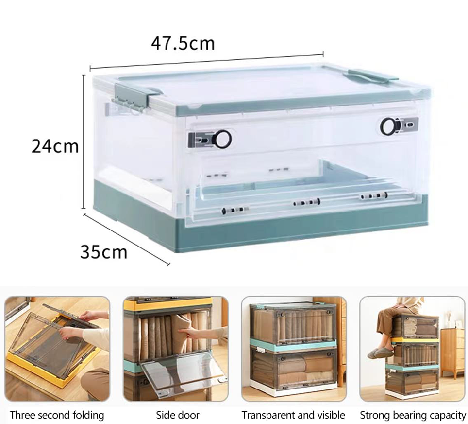 Storage Box Large Capacity Clothing Box Folding Green 25L