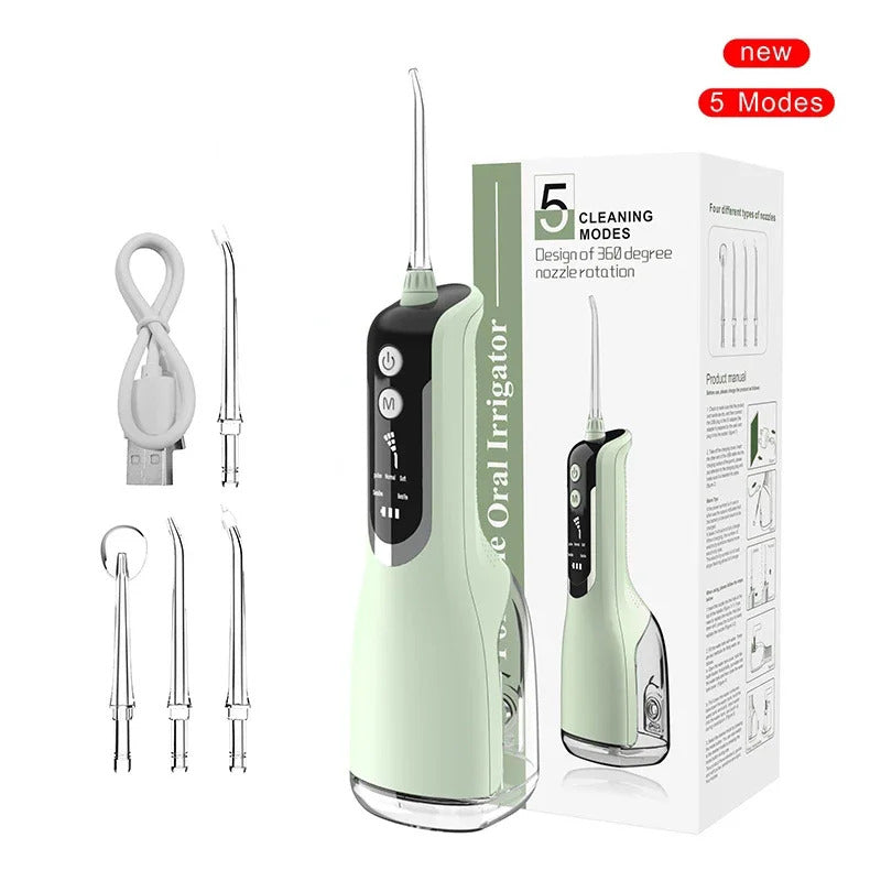 Cordless Water Flosser Teeth Cleaner USB Rechargeable - GREEN