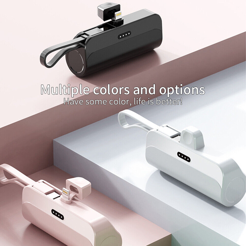 Mini Power Bank Portable 6500mAh UltraCompact Power Bank Battery Pack For iPhone/Android (Lightning / Type-C) Black