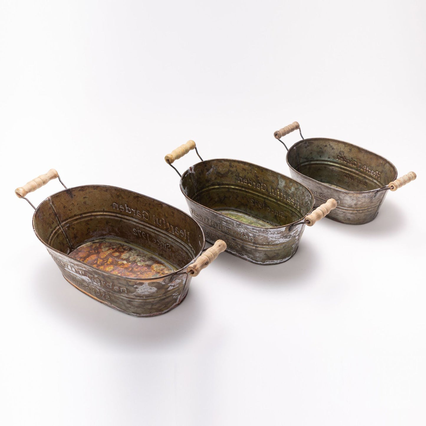 Retro Oval Iron Flower Basket - 3PCS