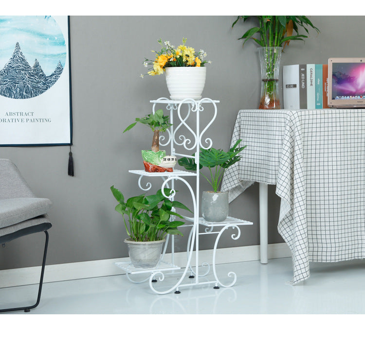 4 Tier Metal Plant Shelves Plant Stand Plant Rack White