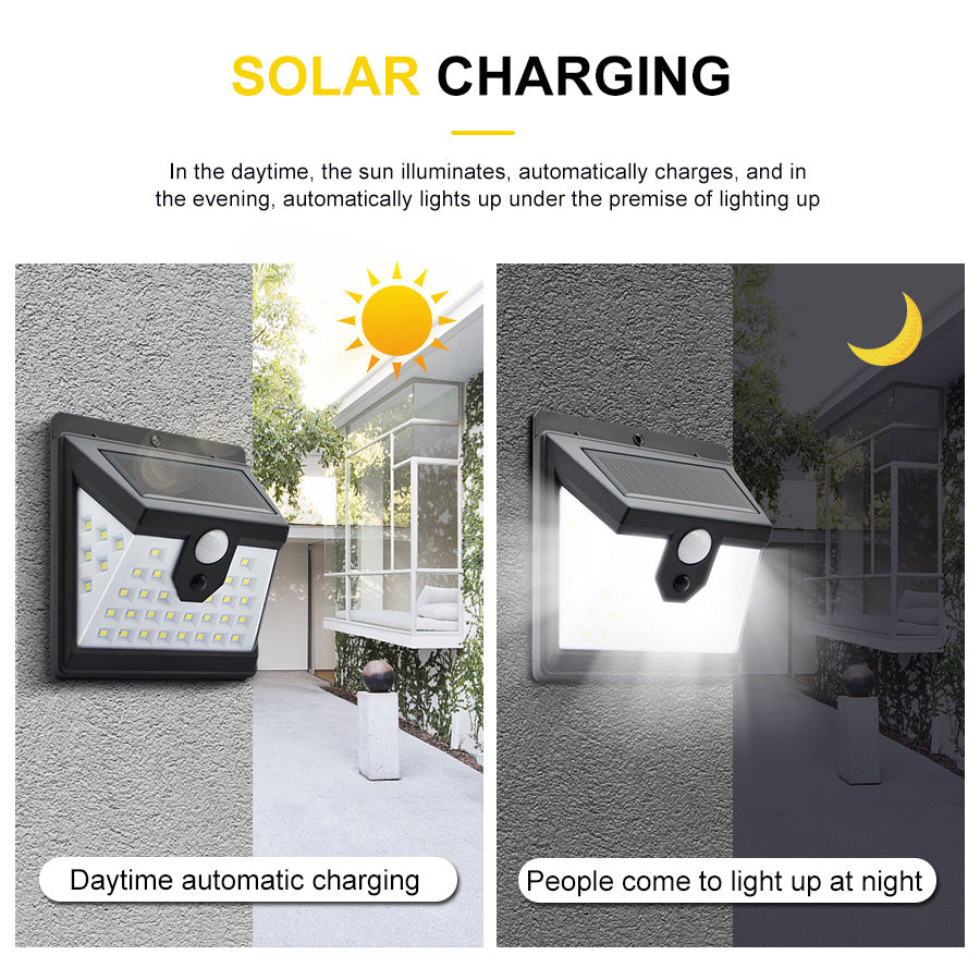 40 LED Solar Power Wall Light 3 Modes Body Sensor