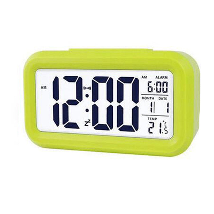 Smart LCD Night Light Digital Date Temperature Alarm Clock Green