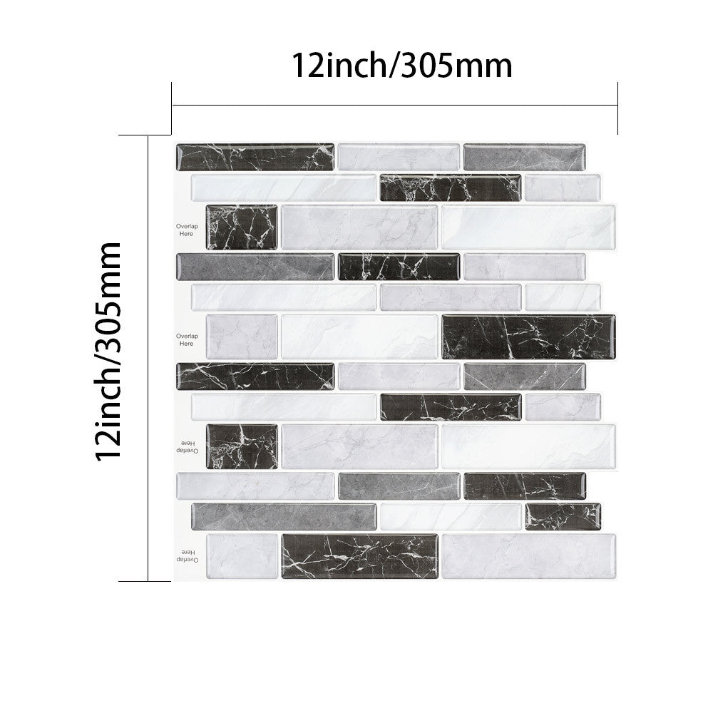 5-Sheet Self Adhesive 3D Wall Backsplash Marble M