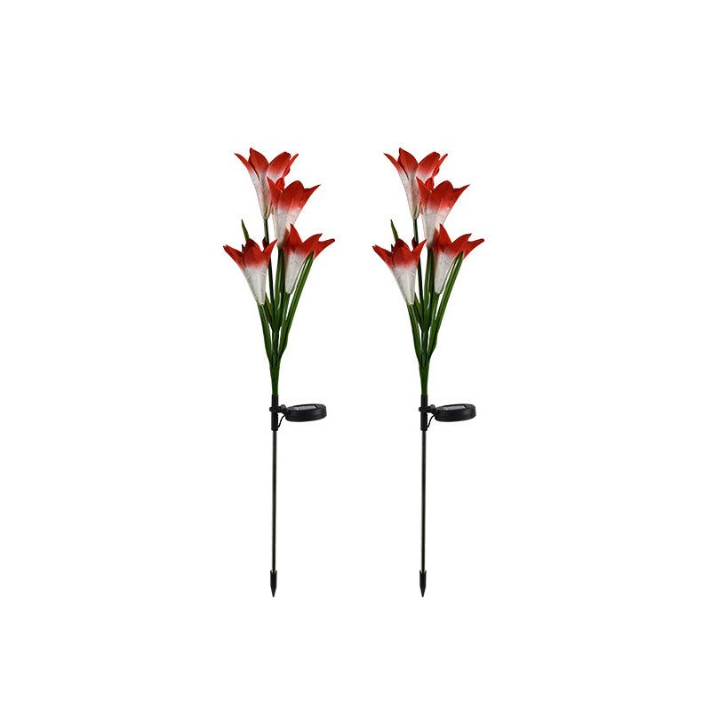 Outdoor Solar Garden Lights Bigger Lily (2 Pack) - Red