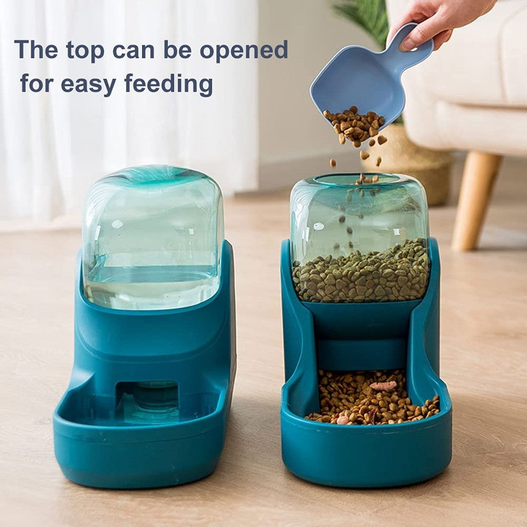 Pet Food Feeder Water Dispenser Food Feeder Set Green