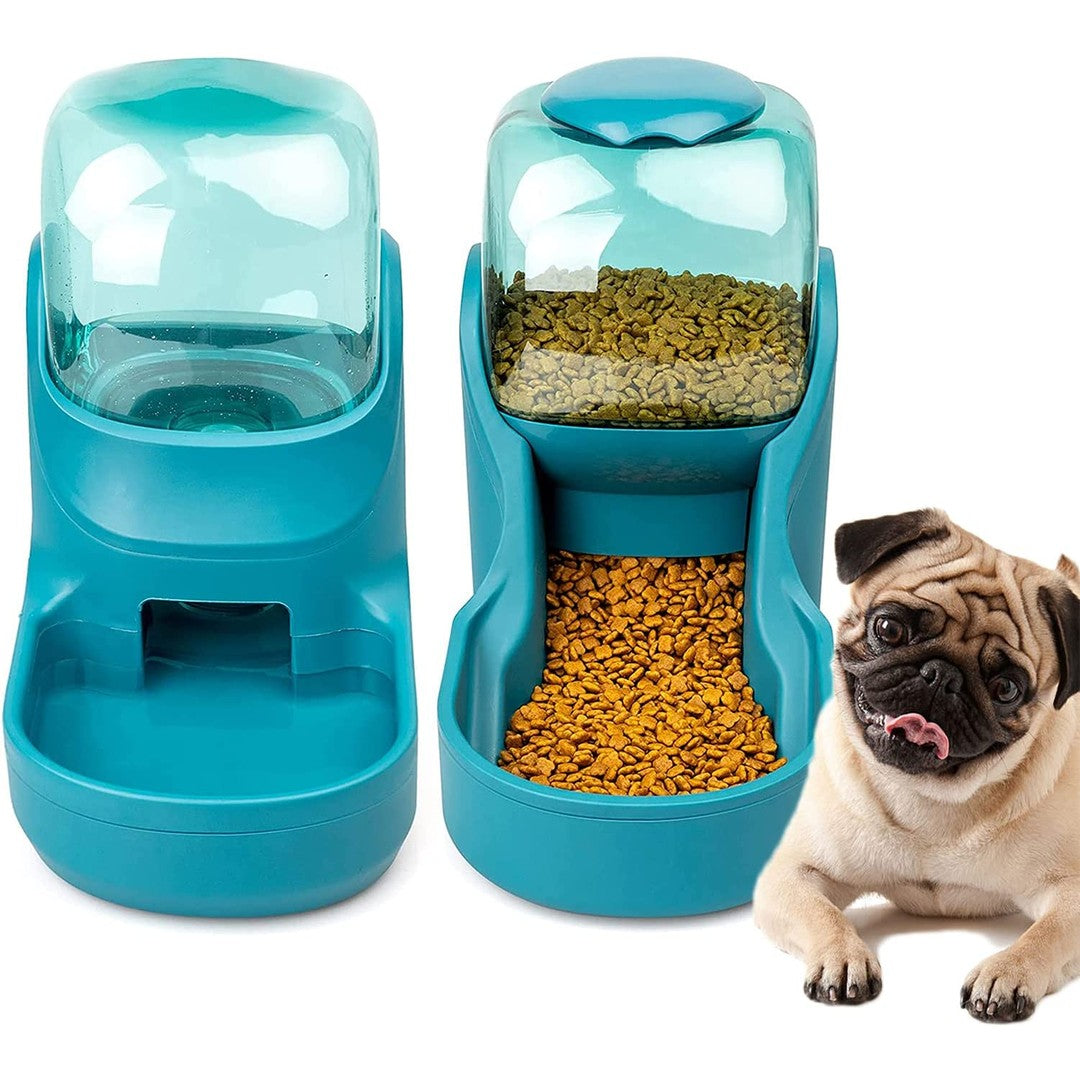 Pet Food Feeder Water Dispenser Food Feeder Set Green