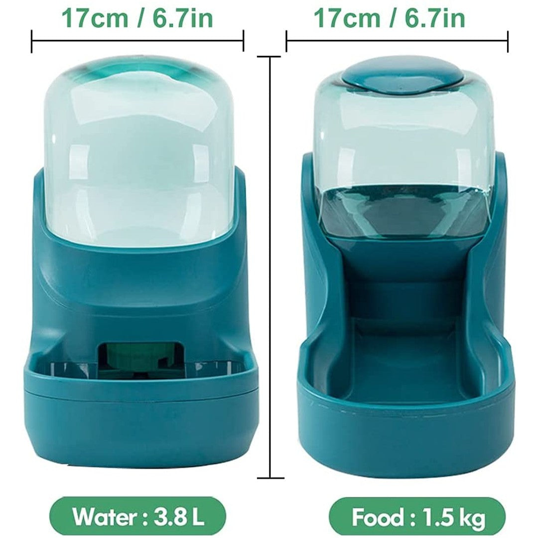 Pet Food Feeder Water Dispenser Food Feeder Set Green