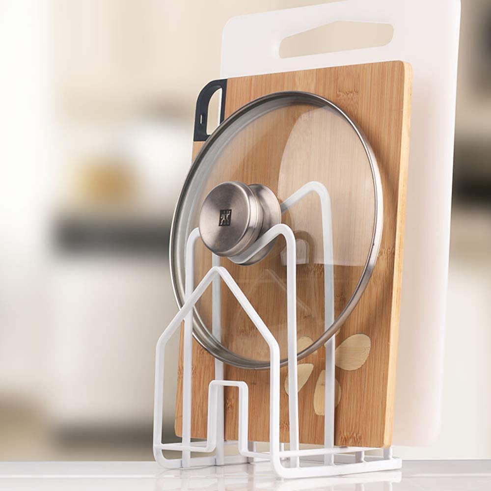 Kitchen Countertop Cutting Board Lids Rack Organizer White 2 Pack