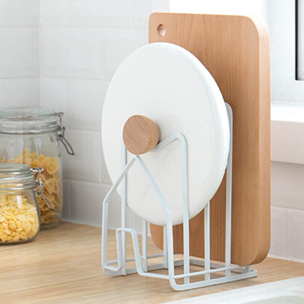 Kitchen Countertop Cutting Board Lids Rack Organizer White 2 Pack