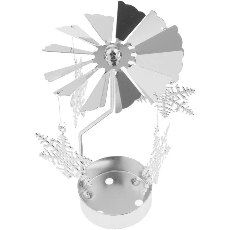 Rotating Candle Holder Metal Silver Tealight Candle Holder - Snow