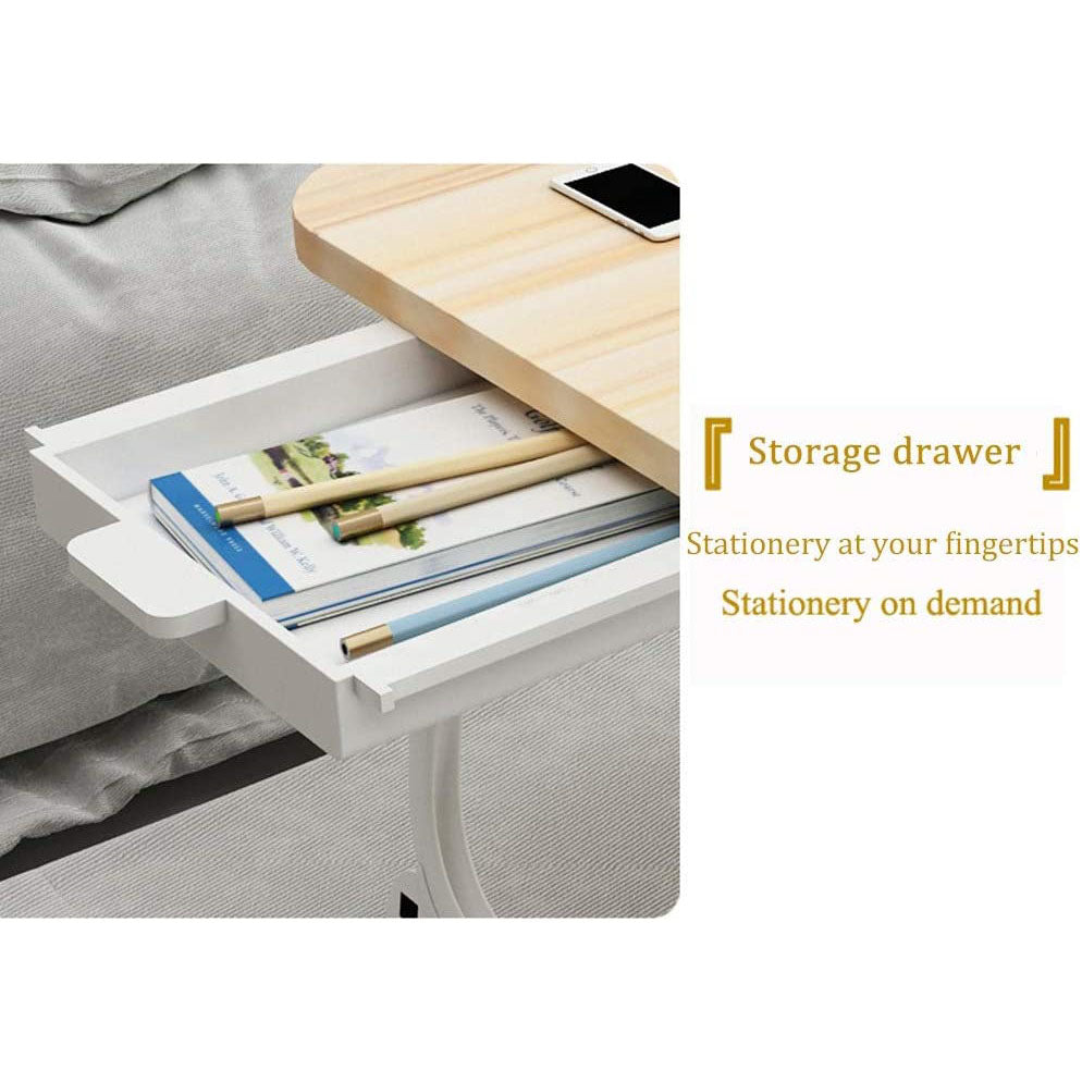 Laptop Bed Table with Drawer White