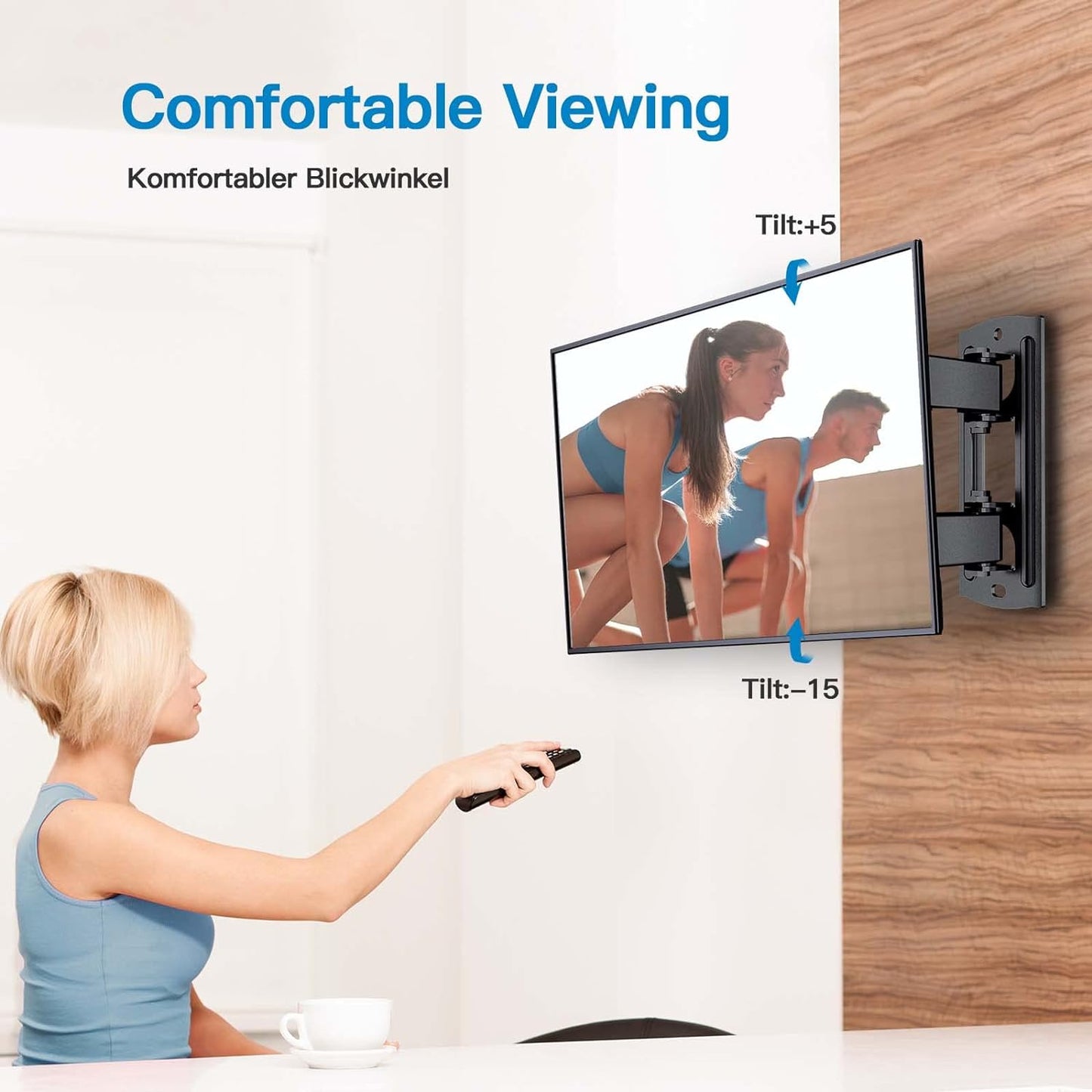 TV Wall Bracket for 17-43 inch TVs, Swivels Tilts TV Wall Mount for Flat & Curved TV,VESA 75x75mm to 200x200mm up to 20kg