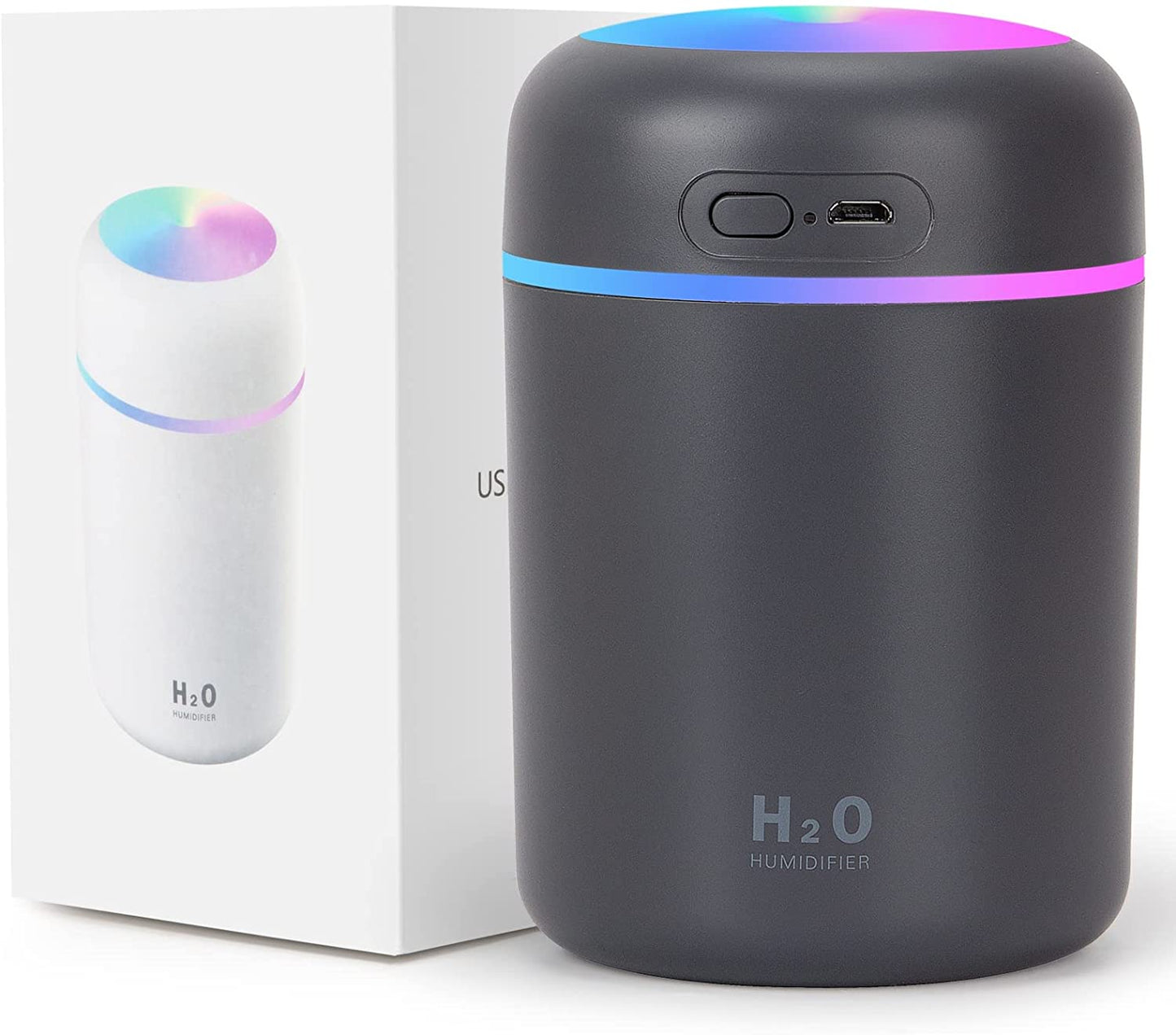 Mini Humidifier with Led - Black