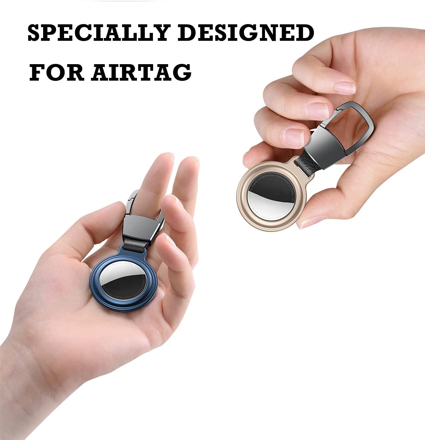 AirTag Case with Carabiner Red, Secure Holder Protective Cover for Air Tag with Sturdiness Aluminum Alloy Case - Blue