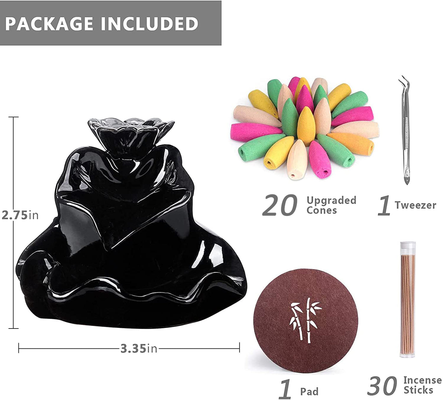 Backflow Incense Burner 3 Tier Lotus