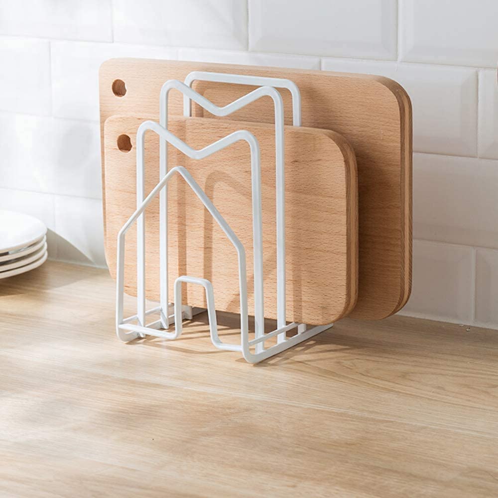 Kitchen Countertop Cutting Board Lids Rack Organizer White 2 Pack