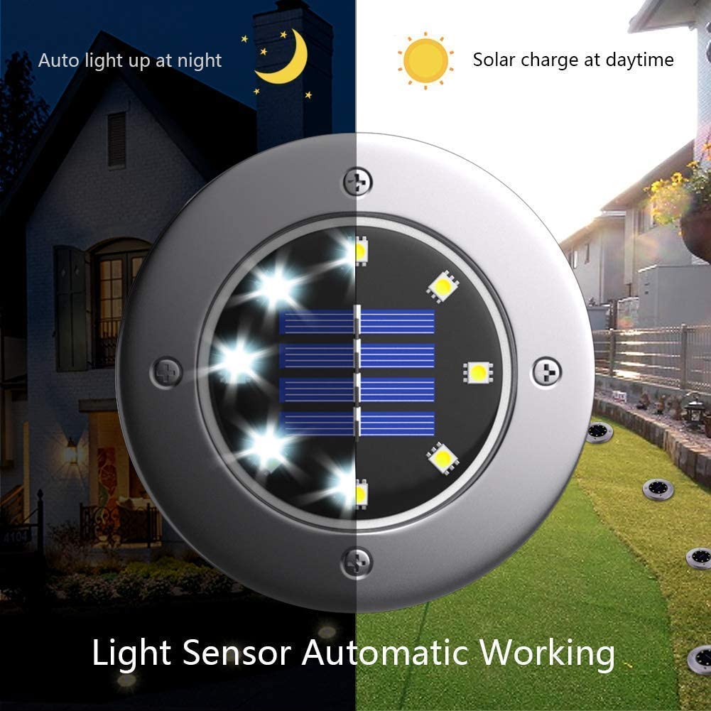 Solar Ground Lights - 8Led cool 4 Pack