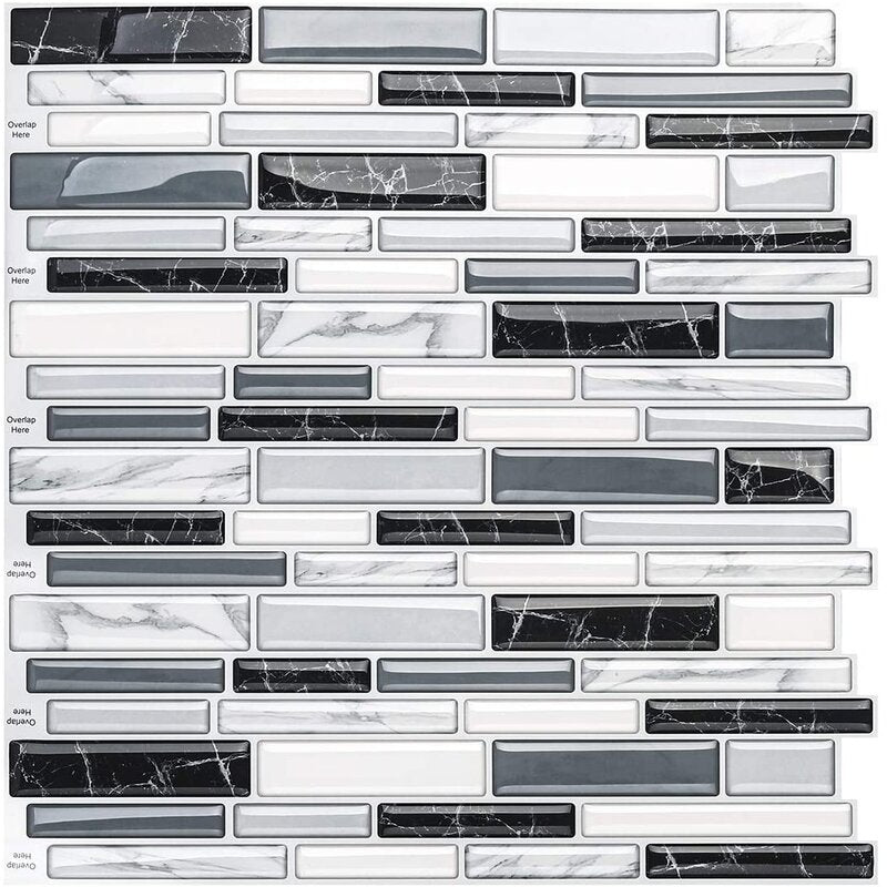 5-Sheet Self Adhesive 3D Wall Backsplash Marble S