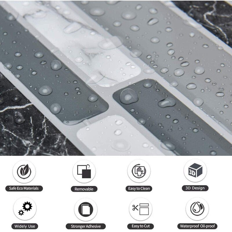 5-Sheet Self Adhesive 3D Wall Backsplash Marble S