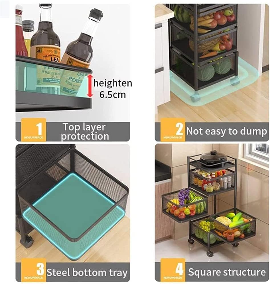 5 Tier Square Metal Kitchen Storage Shelf