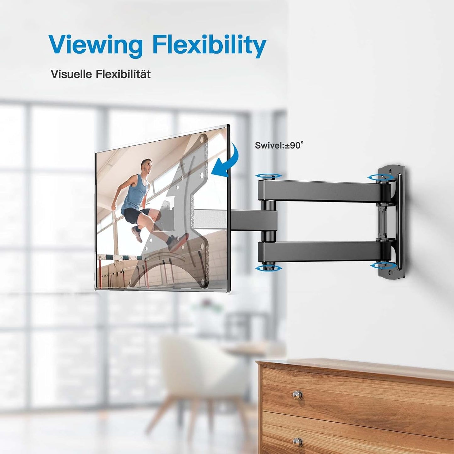 TV Wall Bracket for 17-43 inch TVs, Swivels Tilts TV Wall Mount for Flat & Curved TV,VESA 75x75mm to 200x200mm up to 20kg