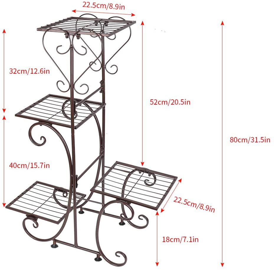4 Tier Metal Plant Shelves Plant Stand Plant Rack White