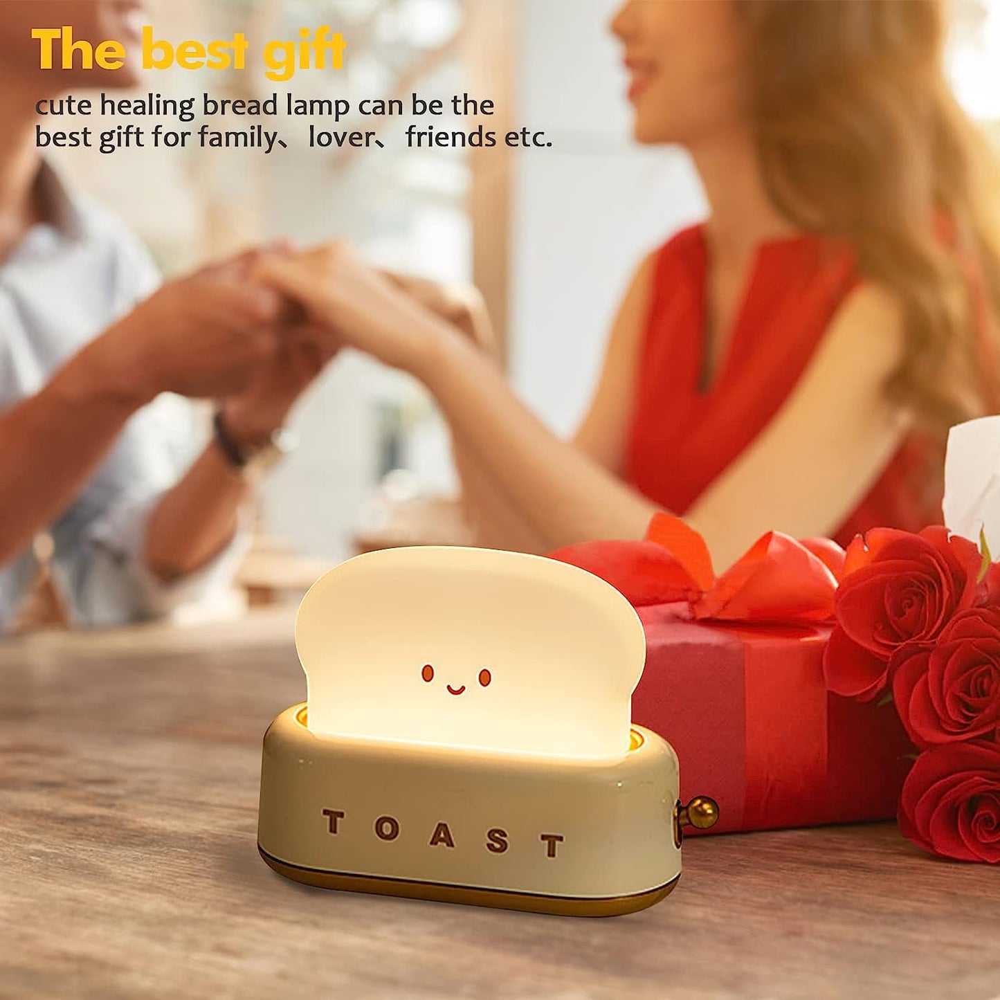 Night Light Toast Bread LED Night Lamp USB Charging Light Bedroom Bedside Sleep Light