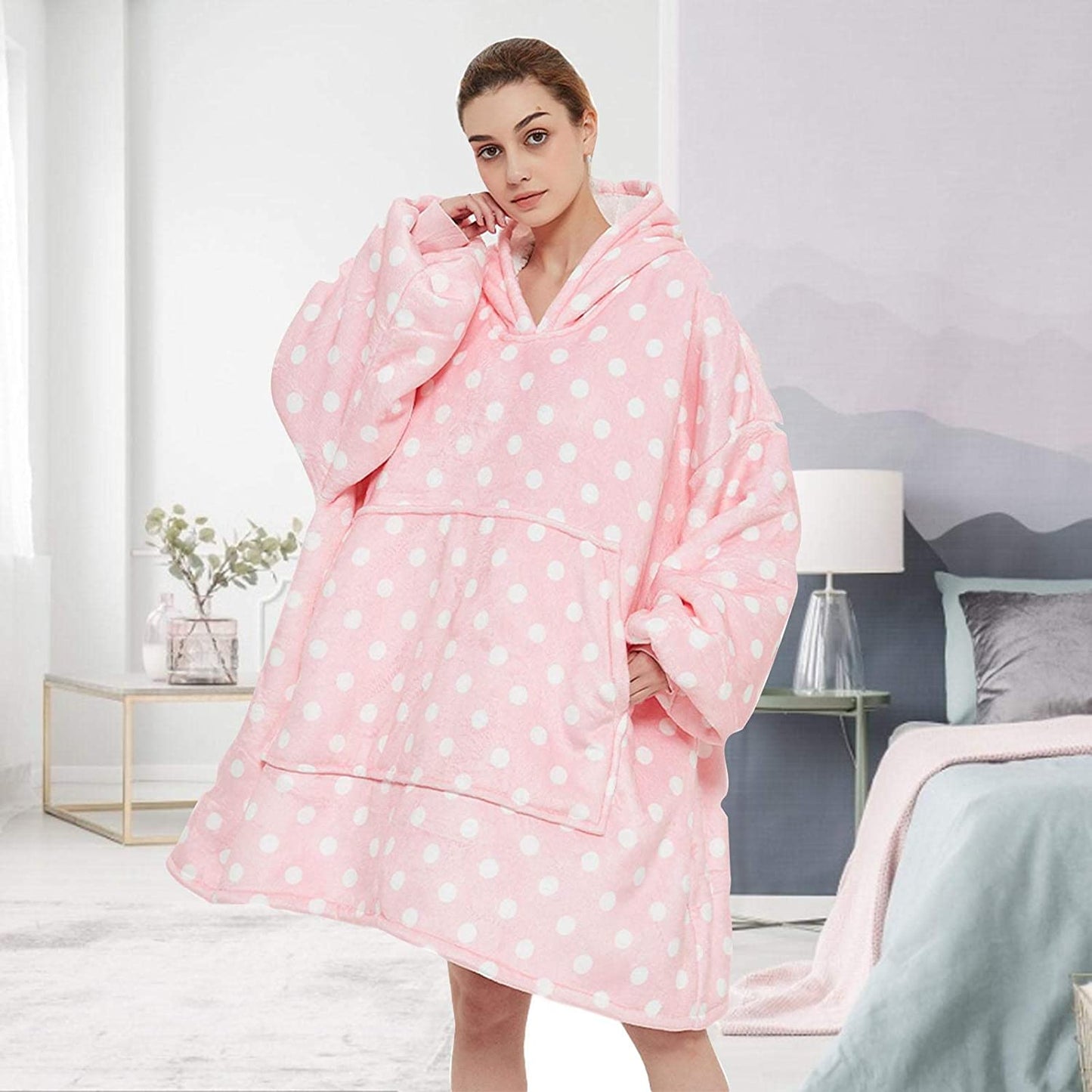EXTRA THICK Oversized Microfiber Wearable Blanket Pink