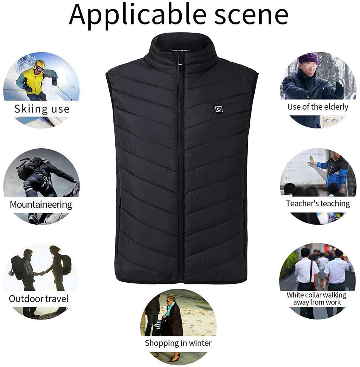 USB Charging Lightweight Heated Vest Body Warmer for Men Women - L