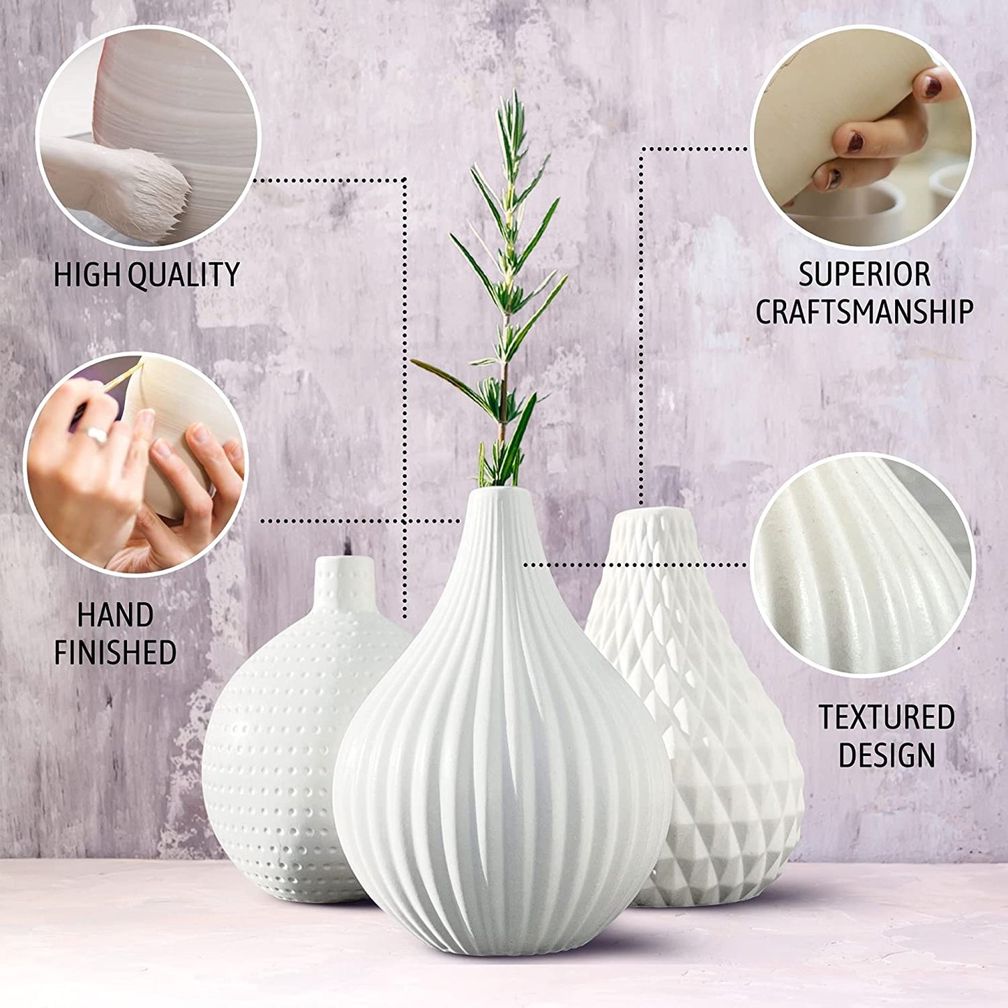 Ceramic Flower Vase 3 Pcs Set