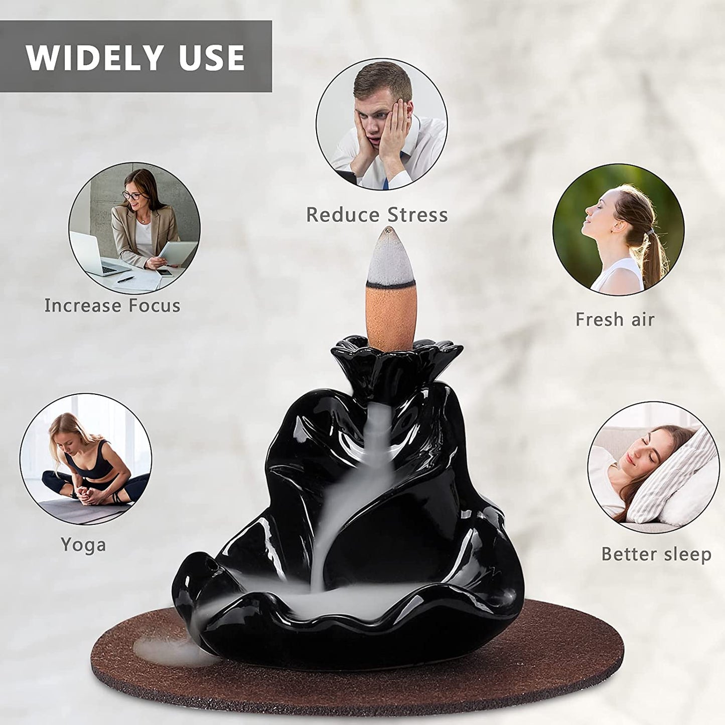 Backflow Incense Burner 3 Tier Lotus