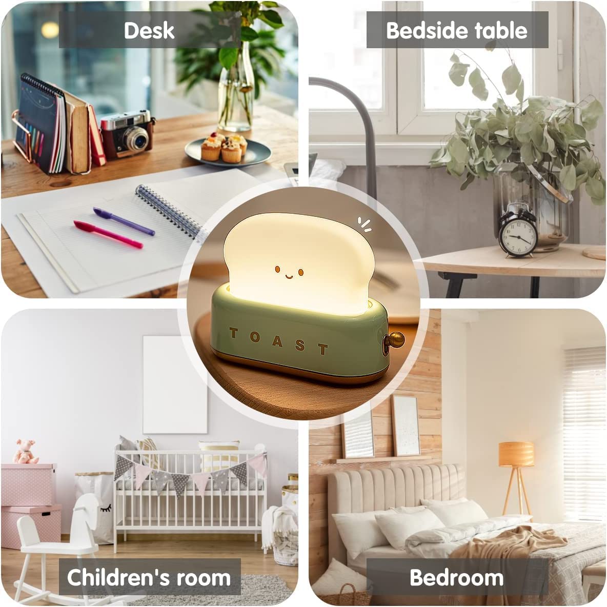 Night Light Toast Bread LED Night Lamp USB Charging Light Bedroom Bedside Sleep Light