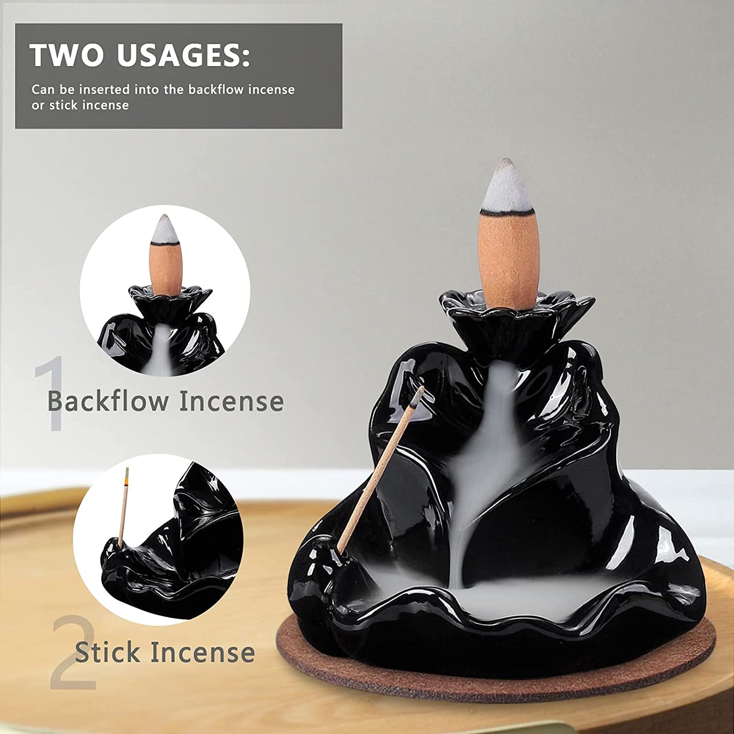 Backflow Incense Burner 3 Tier Lotus