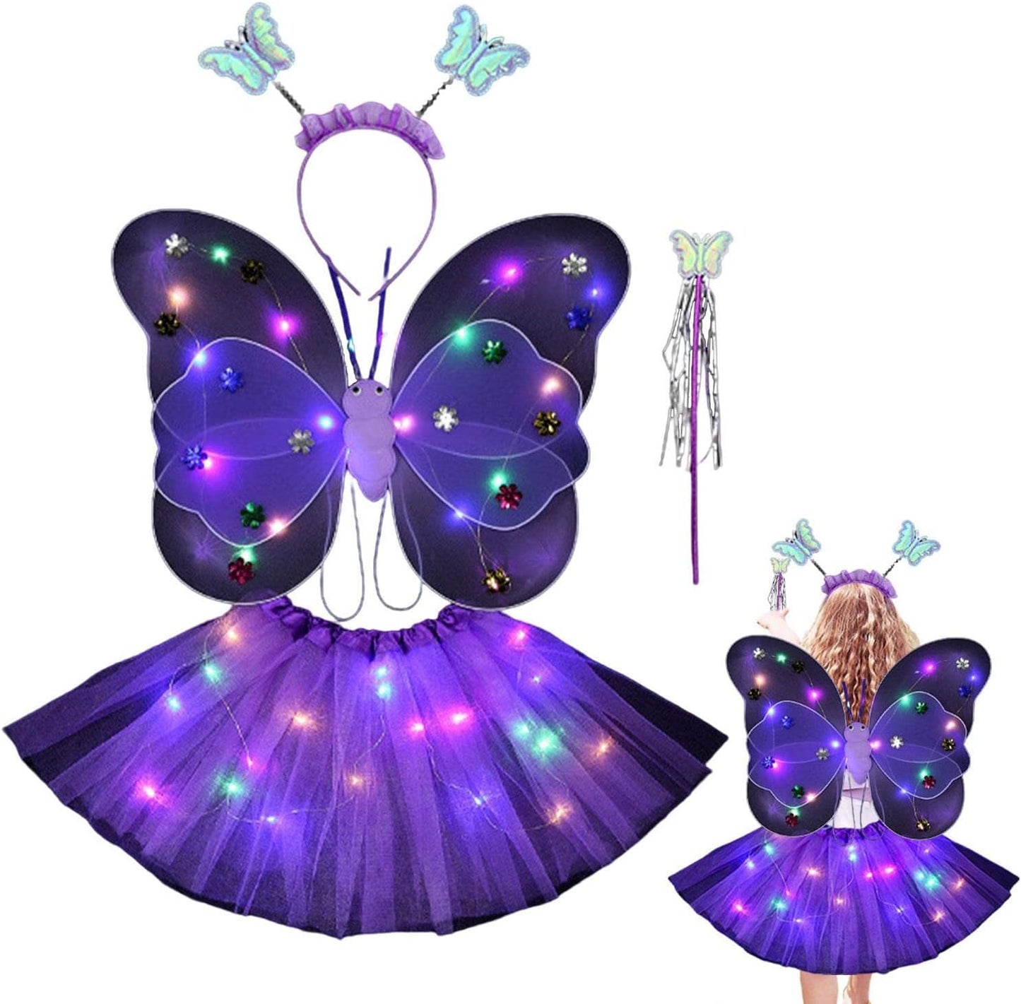 20 LED Light up Fairy Costume Set Purple