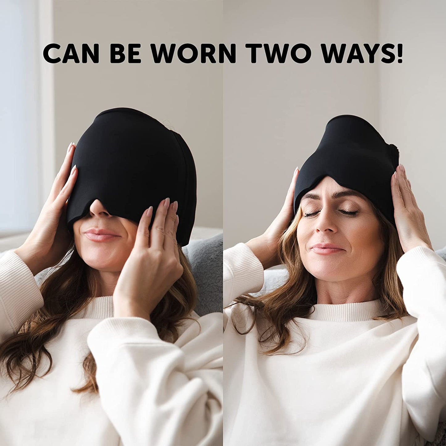 Double Form Fitting Head Gel Ice Cap, Cold Therapy Ice Head Wrap Ice Pack Mask, Cold Cap, Migraine Relief Cap