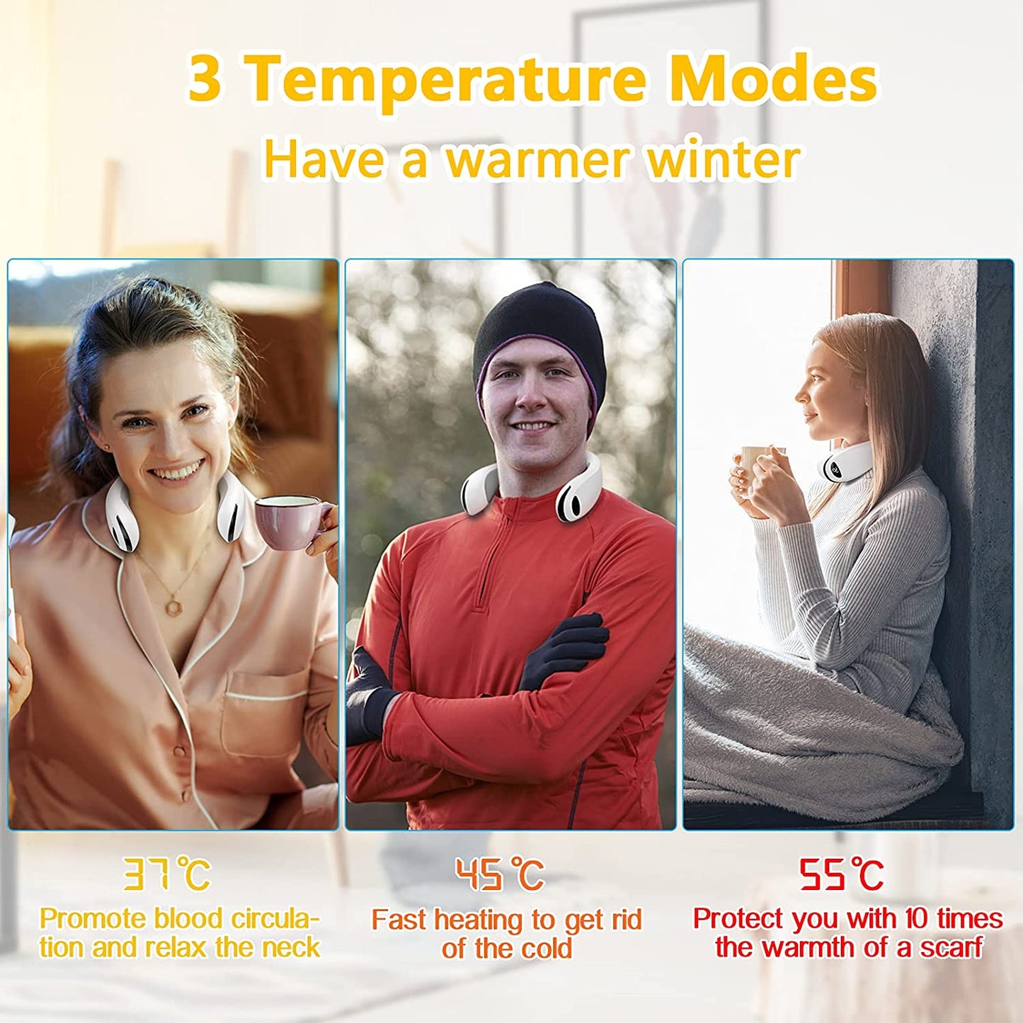 Portable Hanging Neck Warmer Neck Heater 3 Temperature Options White