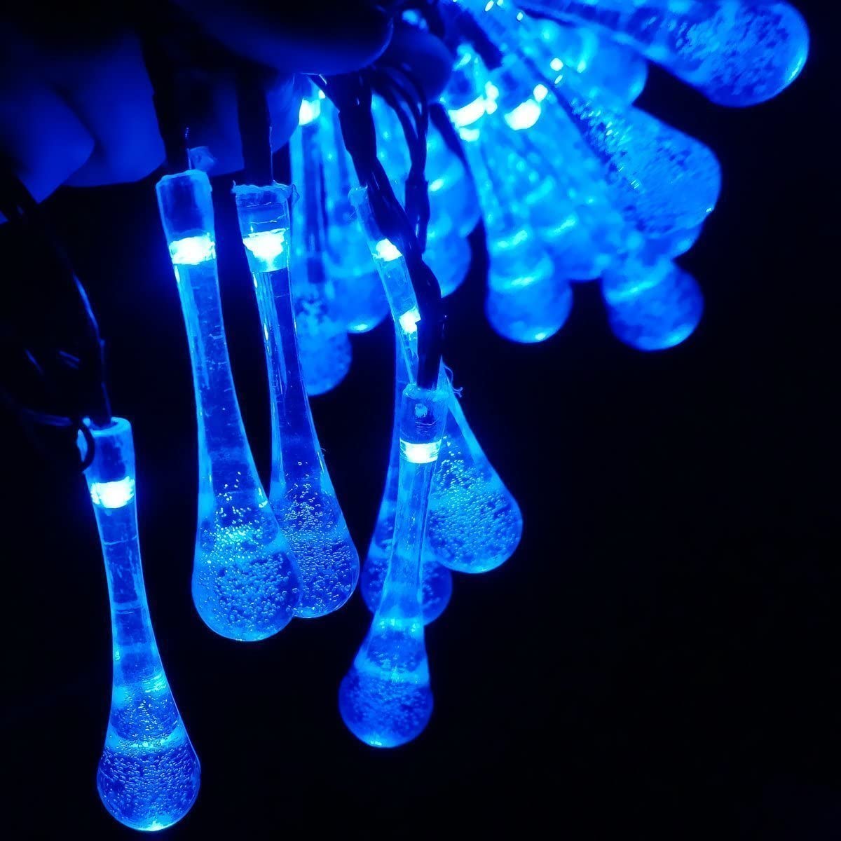 Solar String Lights, Outdoor Waterproof Fairy Light 6.2m 30 LED Blue Waterdrop Lighting for Christmas, Garden Patio Indoor Party, Bedroom, Xmas, Yard, Proch Decoration